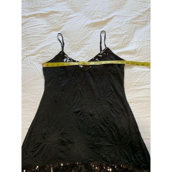 Black Arden B. Crinkle Sequins Top V-Neck Party Cocktail Evening M/L - Picture 7 of 16